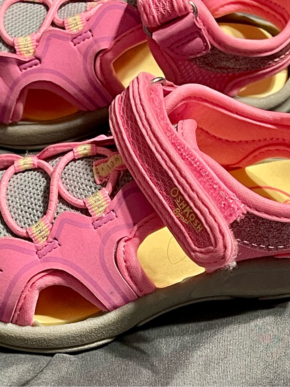 OshKosh B'gosh Bright Pink Kids Sandals with Hook-and-Loop Strap